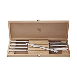 ZWILLING 8 Piece Stainless Steel Steak Knife Set in Wood Gift Box