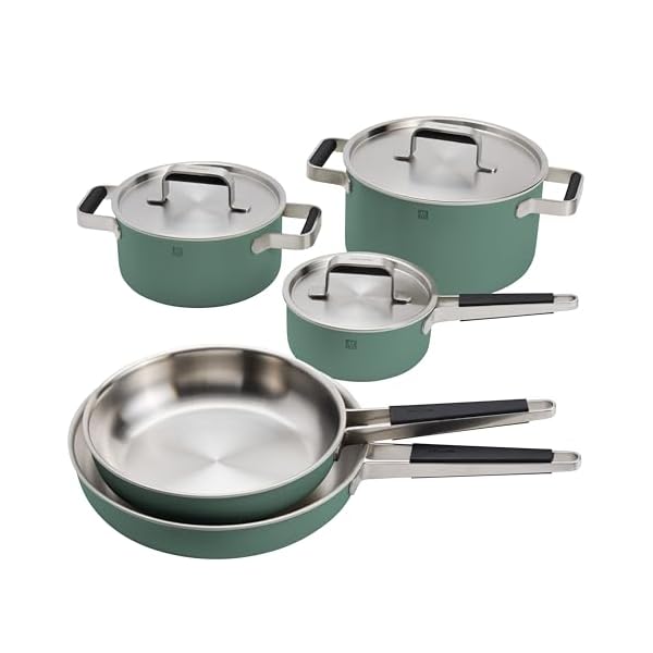 Zwilling pure 8 pc stainless steel cookware set green  urban country home decor