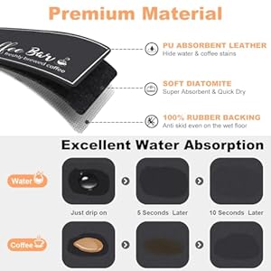 Findosom Dish Drying Mat, 12"x20" Absorbent Coffee Bar Mat for Countertops, Bar Accessories With Cup Pattern for Kitchen Counter, Maker, Pot, Dining Room Decoration Findosom Dish Drying Mat 12×20 Absorbent Coffee Bar Mat for Countertops Bar Accessories With Cup Pattern for Kitchen Counter Maker Pot Dining Room Decoration