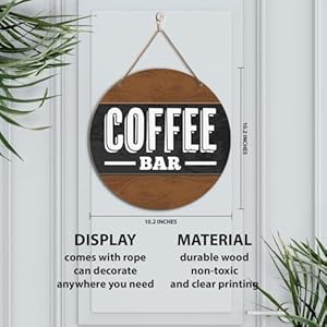 Coffee Bar Sign Decor, Coffee Farmhouse Wood Hanging Sign Decor, Coffee Station Cafe Wall Sign Decorations for Kitchen Coffee Bar Corner, Gift for Woman Man Coffee Lover Coffee Bar Sign Decor Coffee Farmhouse Wood Hanging Sign Decor Coffee Station Cafe Wall Sign Decorations for Kitchen Coffee Bar Corner Gift for Woman Man Coffee Lover