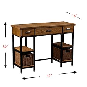 SEI Furniture Mirada Writing Desk 42 Wide Weathered Gray w Natural Brown Finish Broad Workspace weathered gray natural brown black