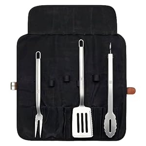   ZWILLING-BBQ-4-pc-Grill-Tool-Set-BBQ-accessories-Grilling-Gift-Set-Set-Includes-Grill-Spatula-Grill-Tongs-Grill-Fork-and-Chefs-Tool-Wrap-Stainless-Steel-Dishwasher-Safe