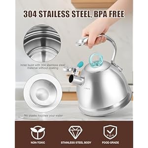 Harriet Tea Kettle for Stove Top, 2.5 Quart Stainless Steel Whistling Tea Pot, 3-Layer Base, Unique Dolphin-Shaped Ergonomic Handle, Includes Pot Holder & Mat, Gas Electric Applicable, Mirror Finish Harriet Tea Kettle for Stove Top 25 Quart Stainless Steel Whistling Tea Pot 3 Layer Base Unique Dolphin Shaped Ergonomic Handle Includes Pot Holder Mat Gas Electric Applicable Mirror Finish