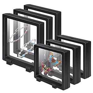 Set of 6 3D Floating Frame Display Holder Stands, EsLuker.ly Floating Display Case Transparent PE Jewelry Storage Box Suspension Frame for Challenge Coin AA Medallions Medal (4.3×4.3in, 6.3X 6.3in)