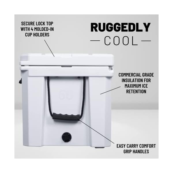 Camp zero 60l coolerice chest with 4 molded in cup holders and no lose drain plug  urban country home decor