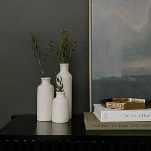 Sullivans White Matte Ceramic Vase Set Vases for Modern Home Decor Farmhouse Kitchen Bedroom Office Living Room Bathroom Shelf Centerpiece Table Decorations