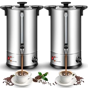 Baderke 2 pack commercial stainless steel percolator coffee maker 8l 50 cup coffee urns pot large hot water tea dispenser for party wedding home classic  urban country home decor