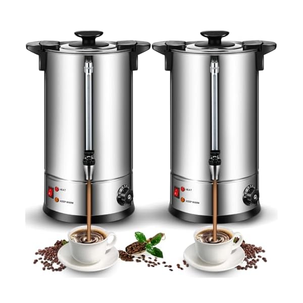 Baderke 2 pack commercial stainless steel percolator coffee maker 8l 50 cup coffee urns pot large hot water tea dispenser for party wedding home classic  urban country home decor