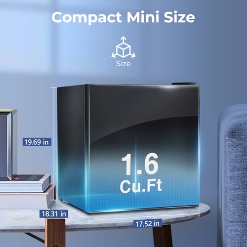 16-Cuft-Mini-Fridge-with-Freezer-Compact-Refrigerator-with-Reversible-Single-Door-Adjustable-Thermostat-Low-Noise-Energy-Efficient-for-Office-Dorm-Bedroom-Apartment-Black 16 Cuft Mini Fridge with Freezer Compact Refrigerator with Reversible Single Door Adjustable Thermostat Low Noise Energy Efficient for Office Dorm Bedroom Apartment Black