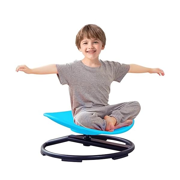 Kids Sensory Chair for Autism Kids Swivel Chair, Sensory Spin Chair Seat Improve Physical Coordination Wobble Chair for Kids Sit and Spin Relief of Motion Sickness (Blue)