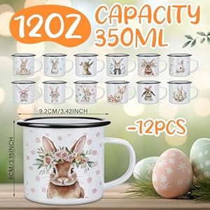   Baderke-12-Set-Easter-Bunny-Coffee-Mugs-12-oz-Easter-cup-Gift-Sets-Farmhouse-Bunny-Enamel-Mug-for-Coffee-Tea-Drinks-Party-Supplies