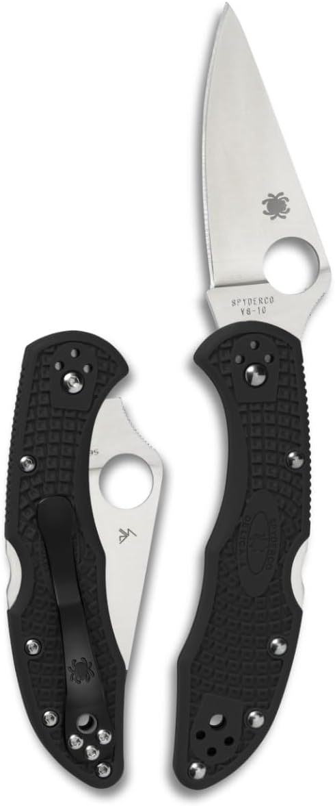 Spyderco Delica 4 Lightweight 7.15" Signature Folding Knife with 2.90" Flat-Ground Steel Blade and High-Strength FRN Handle - PlainEdge Grind