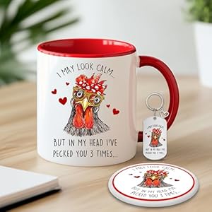 Chickengiftsgiftsforchickenloverschickenmugimaylookcalmbutinmyheadroostercoffeemugroostercupchickenthemedgiftfarmcup Urban Country Home Decor Chicken gifts gifts for chicken lovers chicken mug i may look calm but in my head rooster coffee mug rooster cup chicken themed gift farm cup urban country home decor