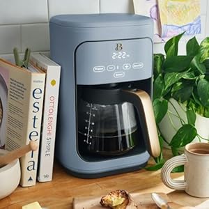 Beautiful 14 Cup Programmable Coffee Maker Touch Display 1200W Brew Strength Control Keep Warm Pause Serve Glass Carafe Reusable Filter Auto Shut Off Matte Finish Cornflower Blue