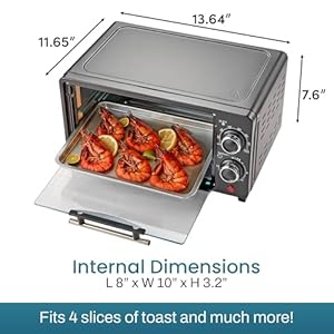   Elite-Gourmet-ETO490-9L4-Slice-Countertop-Toaster-Oven-with-30-Minute-Timer-Adjustable-Temperature-Control-Includes-Baking-Pan-and-Wire-Rack-Bake-Broil-Toast-Black