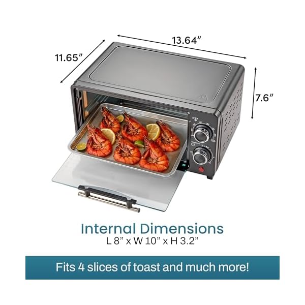   Elite-Gourmet-ETO490-9L4-Slice-Countertop-Toaster-Oven-with-30-Minute-Timer-Adjustable-Temperature-Control-Includes-Baking-Pan-and-Wire-Rack-Bake-Broil-Toast-Black