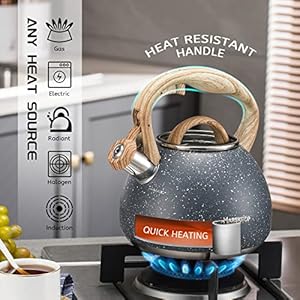   MARSKITOP-Tea-Kettle-Stovetop-Whistling-Tea-Pot-for-Stove-Top-Stainless-Steel-Tea-Kettle-Teapot-with-Wooden-Pattern-Handle-26-Quart-Gray
