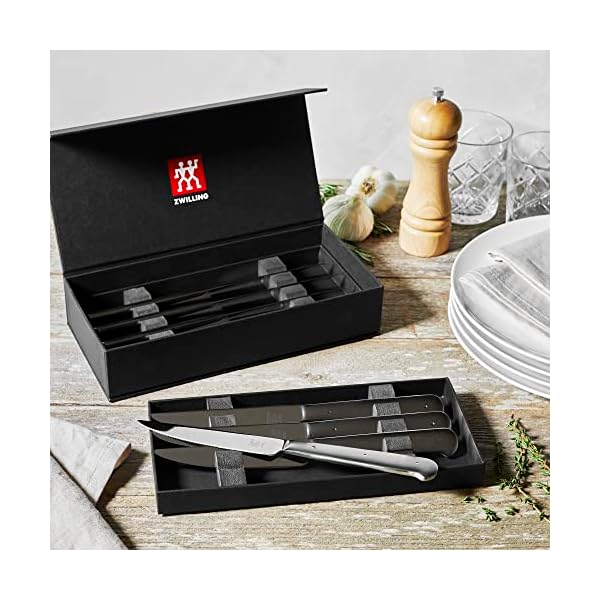 Zwilling porterhouse razor sharp steak knife set of 8 with black presentation case gift set silver  urban country home decor