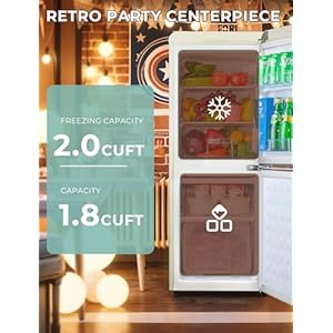 38 cuft retro fridge with bottom freezer and drawer 2 door refrigerator with 7 adjustable temperature settings for bedroom dorm office apartment large capacity white  urban country home decor