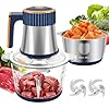 Food Processor 5 Speed Meat Grinder Electric Food Chopper with 2 Bowls 8 Cup8 Cup 4 Bi Level Blades Mini Kitchen Cutter for Vegetable Onion Garlic Meat Nuts and Baby Food 300W Blue 2L