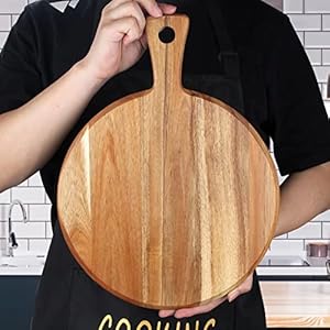   Acacia-Wood-Cutting-Board-with-Handle-Wooden-Chopping-Board-Round-Cutting-Boards-for-Kitchen-Decor-Large-Charcuterie-Board-Tray-Teak-Meat-Cheese-Board-Bread-Serving-Platter-Butcher-Block-Pizza-Board
