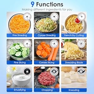 Davivy 16 Cup Food Processor 600W–38L 9 in 1 Multifunction Vegetables Chopper for Slicing Shredding Grating Dough Pureeing–Includes French Fry CutterBPA Free Dishwasher Safe Bowl–Black