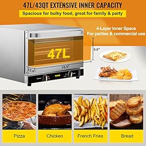   VEVOR-Commercial-Convection-Oven-47L43Qt-Half-Size-Conventional-Oven-Countertop-1600W-4-Tier-Toaster-wFront-Glass-Door-Electric-Baking-Oven-wTrays-Wire-Racks-Clip-Gloves-120V