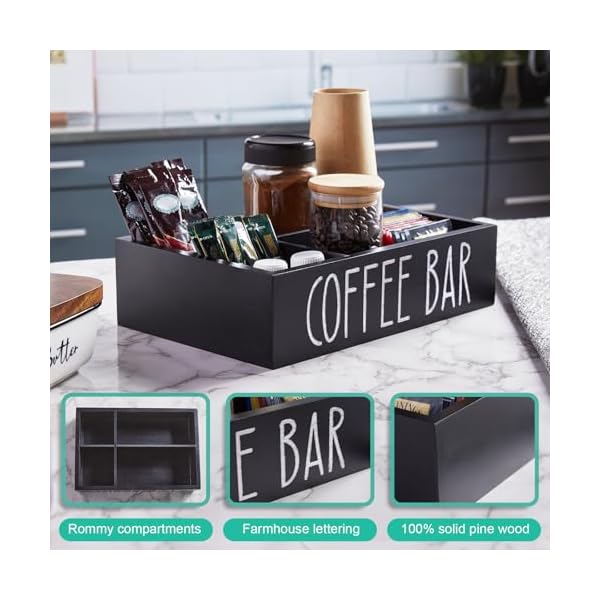   ALEION-Coffee-Station-Organizer-Wood-Countertop-Accessories-Organizer-with-Removable-Dividers-for-Pods-Condiment-Syrup-Tea-Cups-Stirrers-for-Farmhouse-Coffee-Bar-Decor