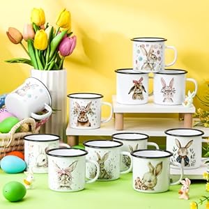   Baderke-12-Set-Easter-Bunny-Coffee-Mugs-12-oz-Easter-cup-Gift-Sets-Farmhouse-Bunny-Enamel-Mug-for-Coffee-Tea-Drinks-Party-Supplies