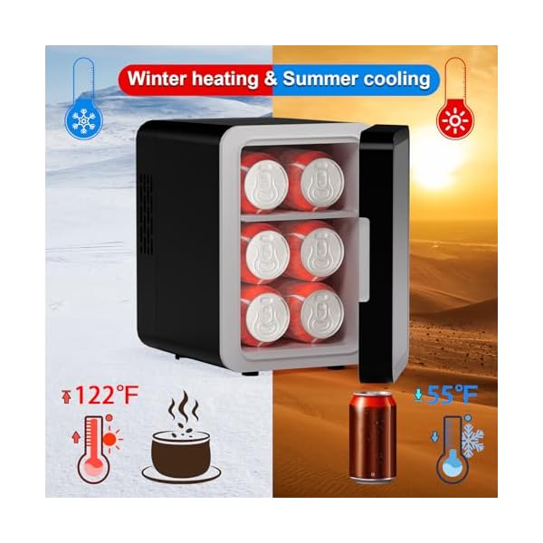   Mini-Fridge-6-Cans-Small-Refrigerator-With-LED-Light-ACDC-Thermoelectric-Cooler-and-Warmer-Ideal-for-Bedroom-Office-Gaming-Room-and-Car-12-Colors-Light-Effects-Mirror-Screen-Door