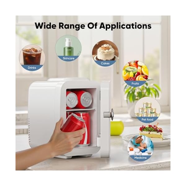   DUMOS-4L-Mini-Fridge-6-Can-Thermoelectric-Cooler-Warmer-Compact-110V-AC12V-DC-Refrigerator-for-Skincare-Drinks-and-Food--Retro-Style-for-Car-Office-Dorm-Bedroom-White