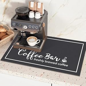 Findosom Dish Drying Mat, 12"x20" Absorbent Coffee Bar Mat for Countertops, Bar Accessories With Cup Pattern for Kitchen Counter, Maker, Pot, Dining Room Decoration Findosom Dish Drying Mat 12×20 Absorbent Coffee Bar Mat for Countertops Bar Accessories With Cup Pattern for Kitchen Counter Maker Pot Dining Room Decoration