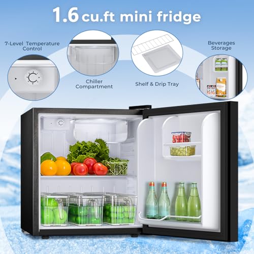 16-Cuft-Mini-Fridge-with-Freezer-Compact-Refrigerator-with-Reversible-Single-Door-Adjustable-Thermostat-Low-Noise-Energy-Efficient-for-Office-Dorm-Bedroom-Apartment-Black 16 Cuft Mini Fridge with Freezer Compact Refrigerator with Reversible Single Door Adjustable Thermostat Low Noise Energy Efficient for Office Dorm Bedroom Apartment Black