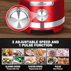 Homtone food processor 16 cup vegetable chopper electric food processors for shredding slicing doughing and chopping 6 blades 8 functions for home use 2 speed pulse speed 600w red  urban country home decor