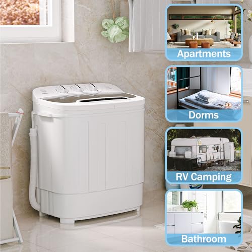 SUPER DEAL Compact Mini Twin Tub Washing Machine 13lbs Capability Moveable Washer Wash and Spin Cycle Combo, Constructed-in Gravity Drain for Tenting, Flats, Dorms, Faculty, RV’s and Small Areas - Image 6
