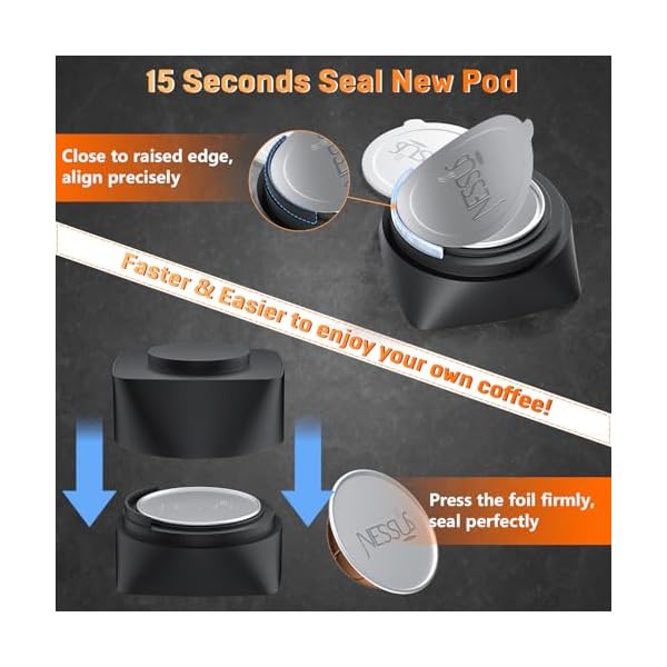   NESSUS-Refill-Kit-for-Reusable-Nespresso-Vertuo-Pods-Lid-Quick-Opener-for-Original-Seal-50PCS-Aluminum-Foil-Lids-Tamp-Press-Refillable-Vertuo-Capsules-Holder-and-Brush