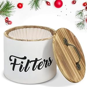 Coffee Filter Holder, Farmhouse White Filter Storage Container Basket for Counter, Wooden Case, Coffee Bar Accessories Coffee Filter Holder Farmhouse White Filter Storage Container Basket for Counter Wooden Case Coffee Bar Accessories