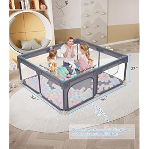   Dripex-Baby-Playpen-5252-Play-Pens-for-Babies-and-Toddlers-Safe-Anti-Fall-Play-Yard-with-Gates-Baby-Fence-with-Breathable-Mesh-Indoor-Outdoor-Kids-Activity-Center-Anchor-Grey
