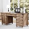 59 Home Office Desk with 5 Drawers Farmhouse Executive Desk wFile Cabinet Storage Wooden Computer Desks with Keyboard TrayWriting Desk with Scratch Resistant Wear Resistant for Office