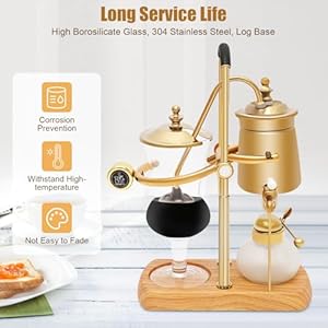 Jomcydm balance syphon coffee maker elegant unique belgian machine for coffee and tea easy to clean integrated filter gold accents decorative design best tasting coffee espresso brewer  urban country home decor