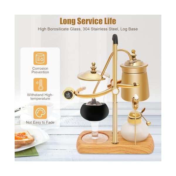 Jomcydm balance syphon coffee maker elegant unique belgian machine for coffee and tea easy to clean integrated filter gold accents decorative design best tasting coffee espresso brewer  urban country home decor