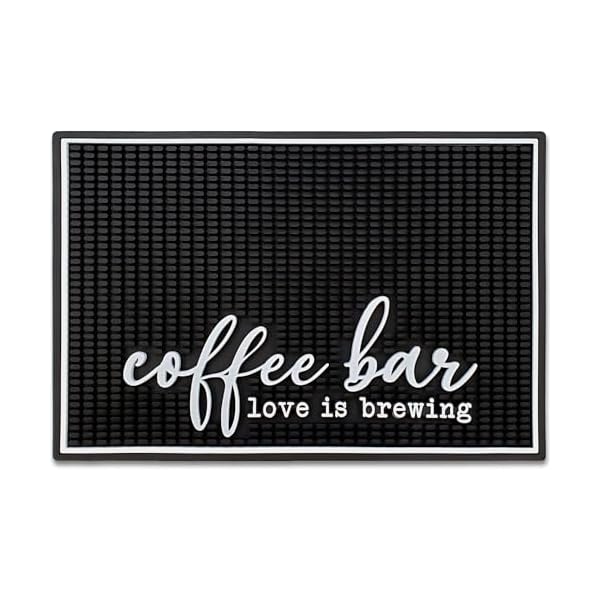 New mungo coffee bar mat coffee bar accessories for coffee station coffee accessories coffee bar decor coffee decor love is brewing coffee maker mat for countertops rubber mat 18×12  urban country home decor