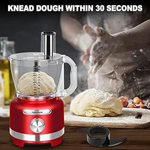 Homtone food processor 16 cup vegetable chopper electric food processors for shredding slicing doughing and chopping 6 blades 8 functions for home use 2 speed pulse speed 600w red  urban country home decor