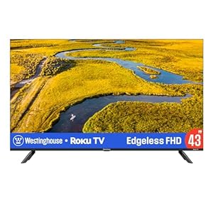 Westinghouse Edgeless Roku TV – 43 Inch Smart TV, 1080P LED FHD TV w/Wi-Fi & Mobile App Connectivity, Flat Screen TV Compatible w/Apple Home Kit, Alexa, & Google Assistant