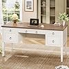 SEDETA Farmhouse Office Desk with 5 Drawers 59 White Executive Desk
