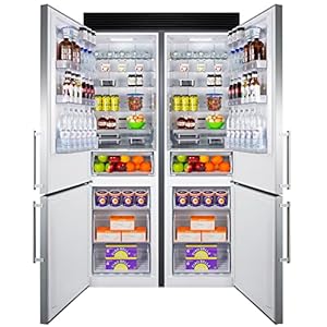 Summit appliance ffbf181es2kit48 48 wide bottom freezer refrigerator set 234 cuft grill included adjustable glass shelves no frost operation child lockation child lock  urban country home decor