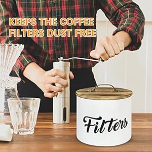Coffee Filter Holder, Farmhouse White Filter Storage Container Basket for Counter, Wooden Case, Coffee Bar Accessories Coffee Filter Holder Farmhouse White Filter Storage Container Basket for Counter Wooden Case Coffee Bar Accessories