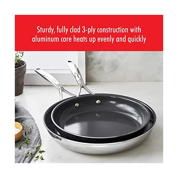 Zwilling spirit energy 2 pc stainless steel ceramic nonstick 10 in 12 in fry pan set  urban country home decor