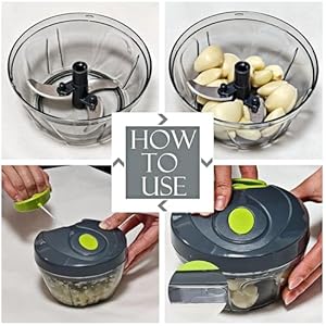 Manual Food Processor Vegetable Chopper Small Hand Pull String Garlic Onion Cutter for Veggies Ginger Fruits Nuts Herbs etc BPA Free Food Safe Material 400ml Gray