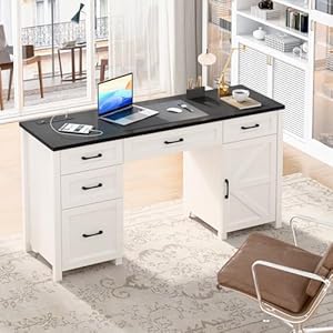 Farmhouse61executivedeskwith5drawersrusticofficedeskcomputertablewithchargingstationfiledrawersandstoragecabinetwoodworkstationforstudyandhomeofficeblack Urban Country Home Decor Farmhouse 61 executive desk with 5 drawers rustic office desk computer table with charging station file drawers and storage cabinet wood workstation for study and home office black urban country home decor